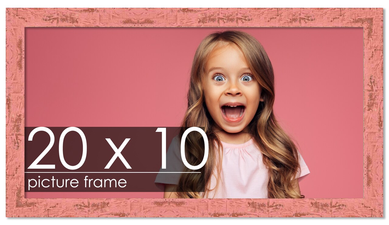 Panoramic Shabby Chic Pink Picture Frame - UV Acrylic, Foam Board Backing, Hanging Hardware